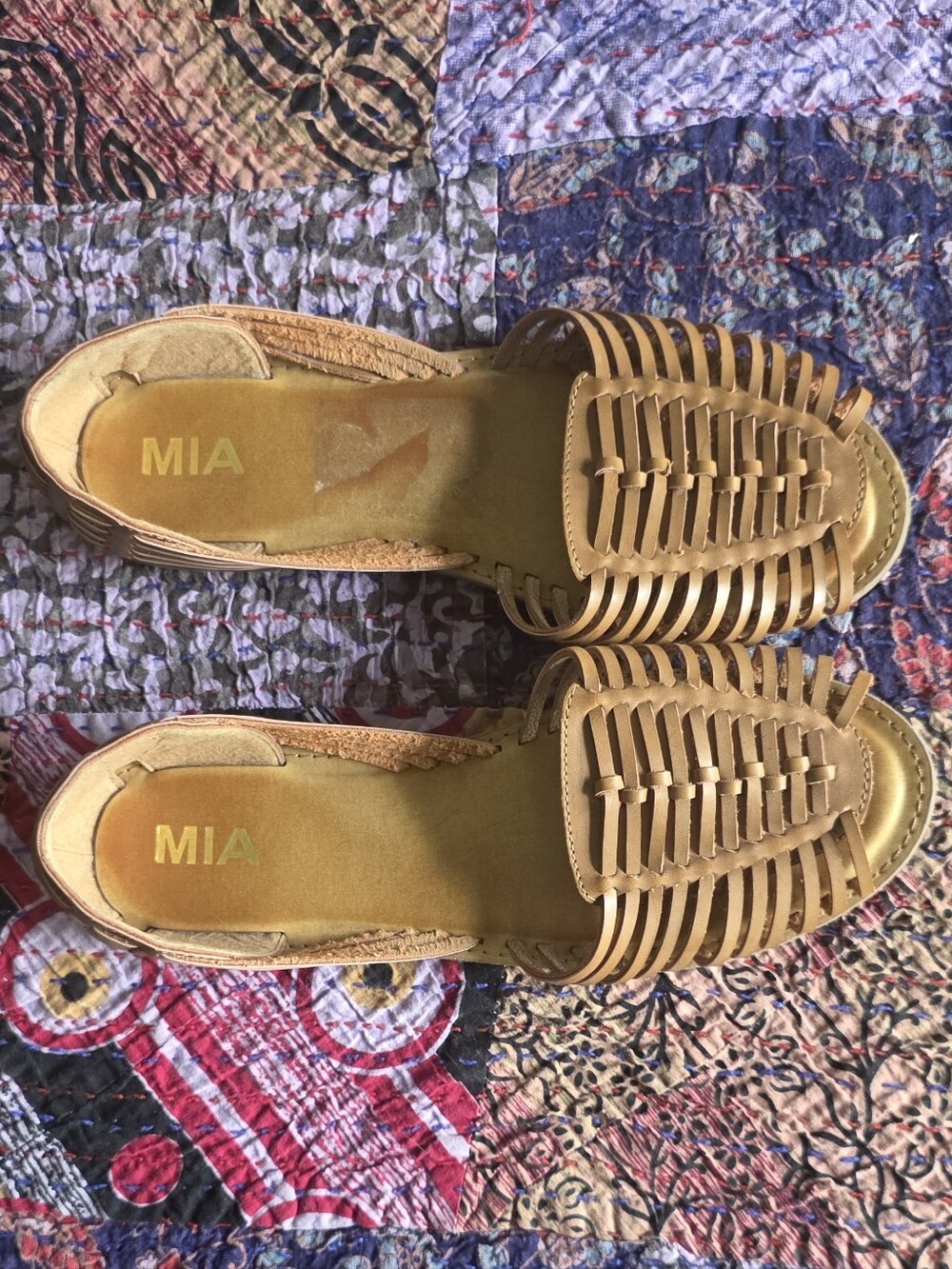 MIA Pandora Brown Woven Huarache Flat Sandals Size 8.5